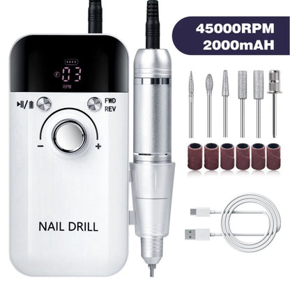 Professional Portable Nail 45000RPM Rechargeable Electric Nail Drill Machine