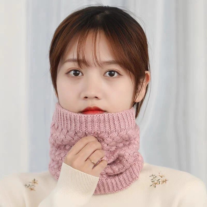 Winter Knitted Scarf Thermal Warm Thicken Chunky Neck Warmer Tube Pink