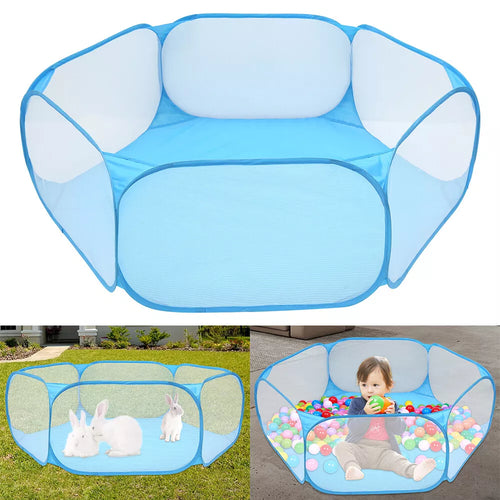 Portable Pet Cage Tent Exercise Animal Playpen Fence Pop-Up Yard Blue