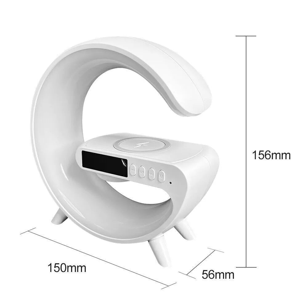 Black RGB Alarm Clock Night Light Bluetooth Speaker Wireless Charger - G Lamp