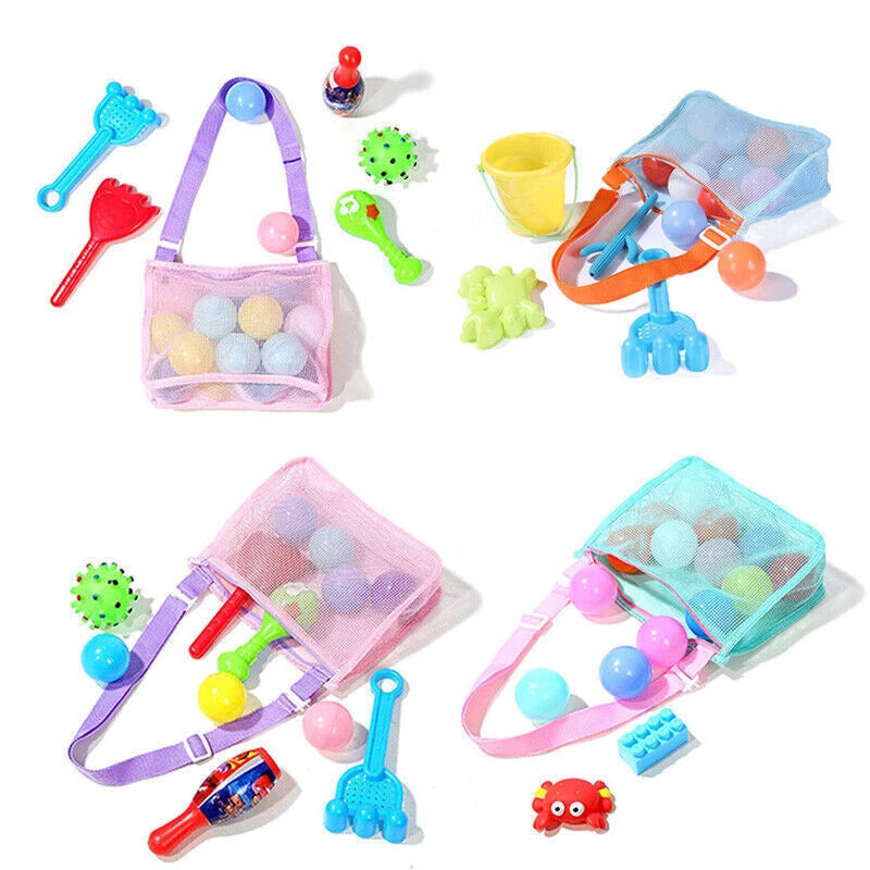 Toy Shell Storage Net Swimming Zipper Pouch Kids Beach Mesh Collect Bag Green