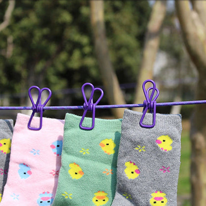 12 Clips Clothes Drying Rope 180cm Elastic Clothesline Outdoor Travel Purple