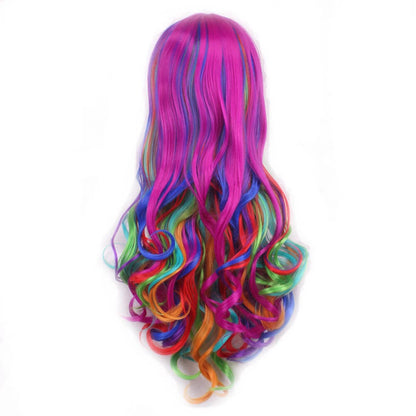Party Costume Hair Lolita Wigs Women Long Rainbow Wavy Curly Cosplay Wig