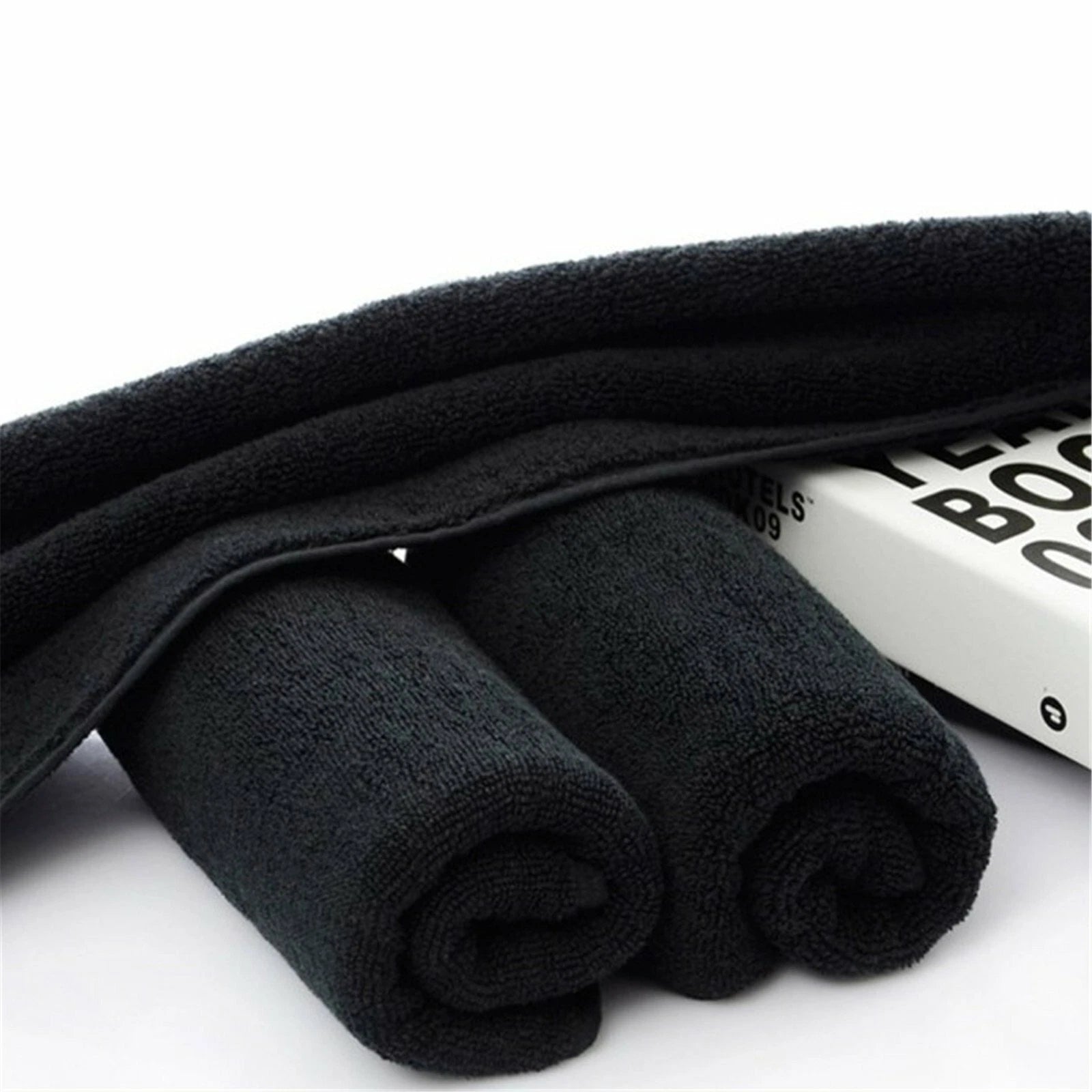 1x Black Microfibre Gym Sport Footy Travel Microfiber Towel Camping Swimming Drying