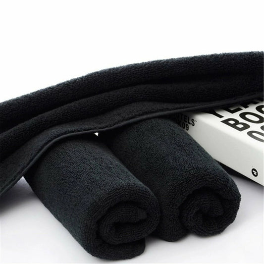 1x Black Microfibre Gym Sport Footy Travel Microfiber Towel Camping Swimming Drying