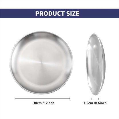 2pcs Pizza Plate Baking Sheet Serving Tray 30cm Stainless Steel Pizza Pan