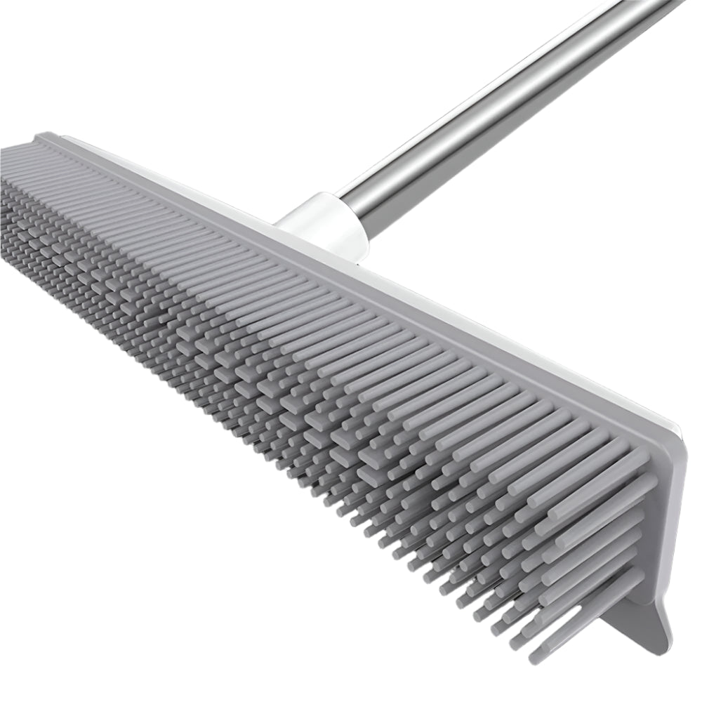 Pet Hair Fur Remover Rubber Broom Carpet Rake Squeegee Long Handle