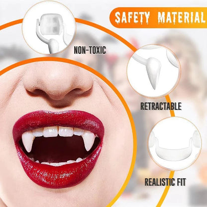 Zombie Horrific Tooth Fangs Retractable Vampire Teeth Halloween Cosplay Makeup