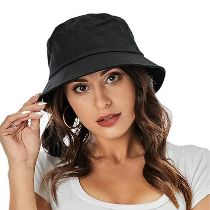 Unisex Cotton Cap Women Men Sun Bucket Hat Fishing Hiking Camping Outdoor Black