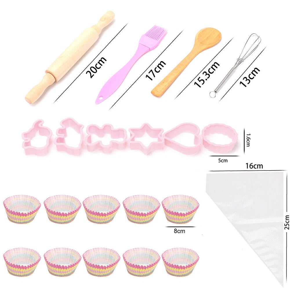 Kids Apron Hat Kitchen Cooking Baking Chef Play Set Children Toddler Gift 26PCS
