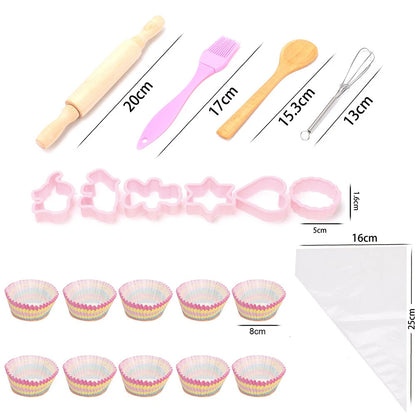 Kids Apron Hat Kitchen Cooking Baking Chef Play Set Children Toddler Gift 26PCS
