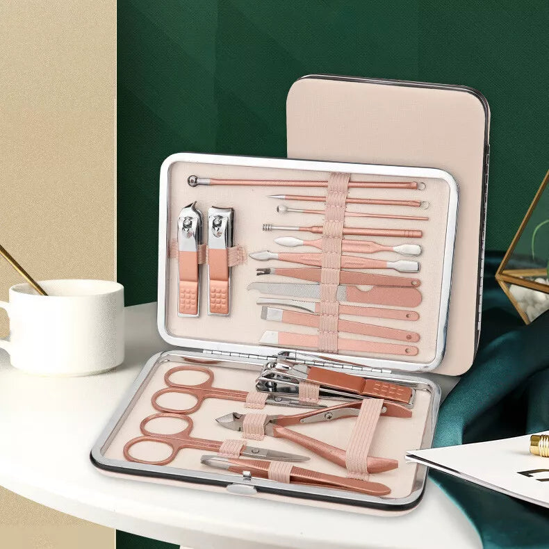18pcs Stainless Steel Nail Grooming Clippers Tool Manicure Pedicure Kit Set
