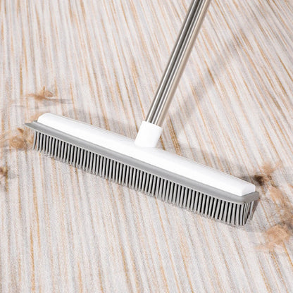 Pet Hair Fur Remover Rubber Broom Carpet Rake Squeegee Long Handle