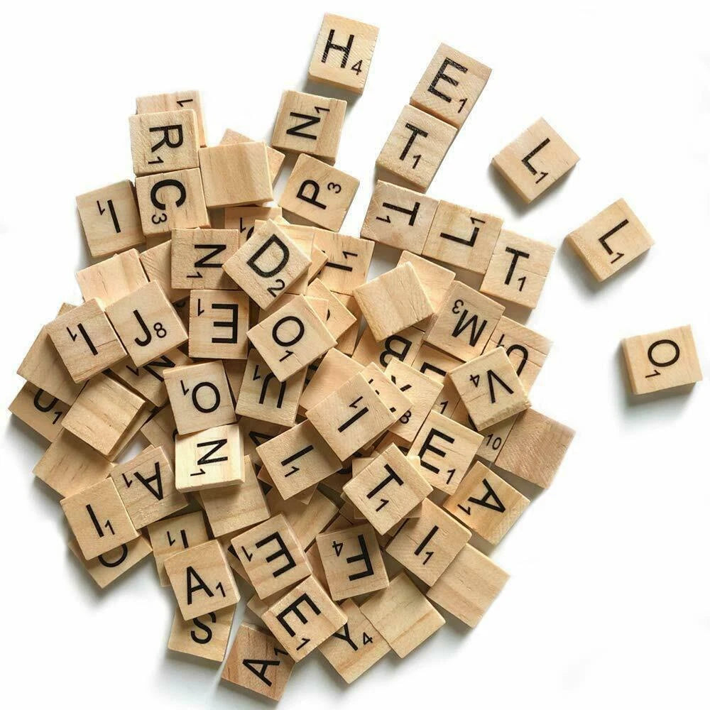 200x Alphabet Scrabble Tiles Letters Numbers Christmas Wooden Letters