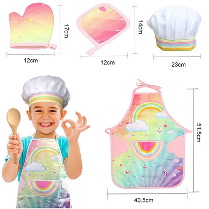 Kids Apron Hat Kitchen Cooking Baking Chef Play Set Children Toddler Gift 26PCS