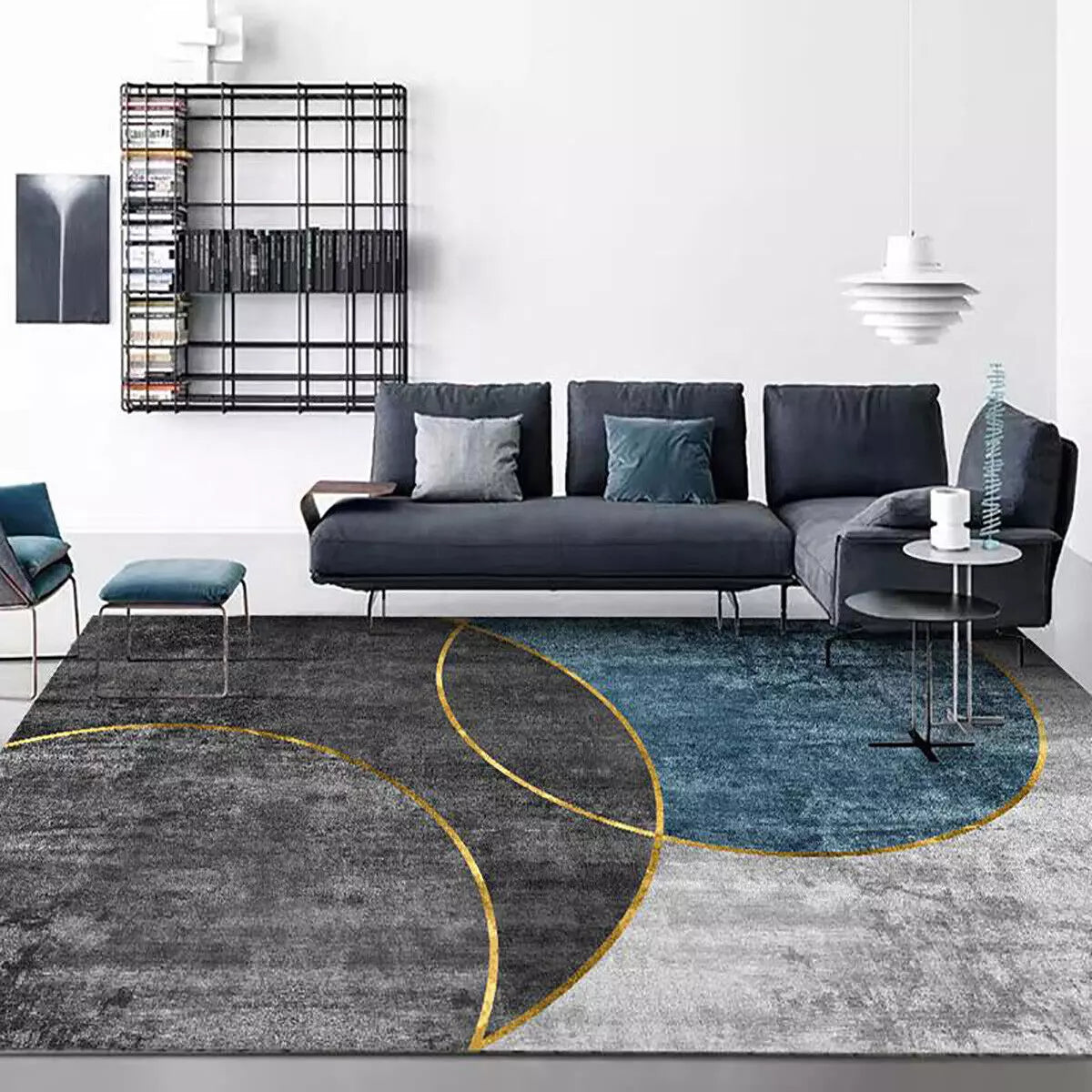 Large Soft Bedroom Living Room Carpet Anti-Slip Floor Mat Rug Modern Geometry 3