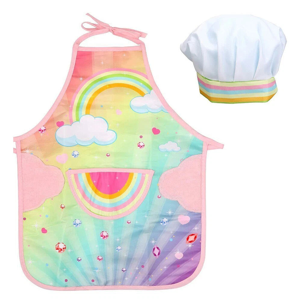 Kids Apron Hat Kitchen Cooking Baking Chef Play Set Children Toddler Gift 26PCS
