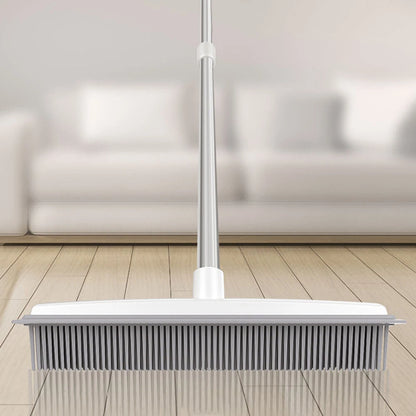 Pet Hair Fur Remover Rubber Broom Carpet Rake Squeegee Long Handle