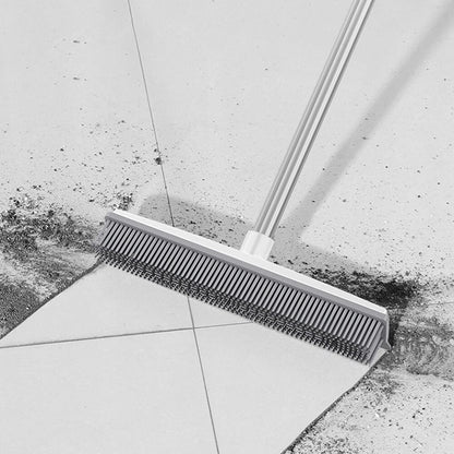 Pet Hair Fur Remover Rubber Broom Carpet Rake Squeegee Long Handle
