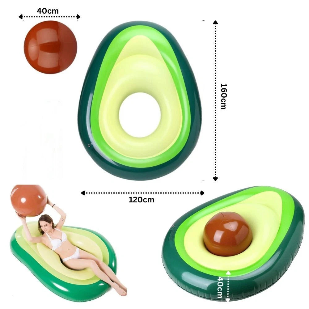 Pool Lounger Float Fun Ball Summer Avocado Inflatable Pool Bed Water Relax Toy