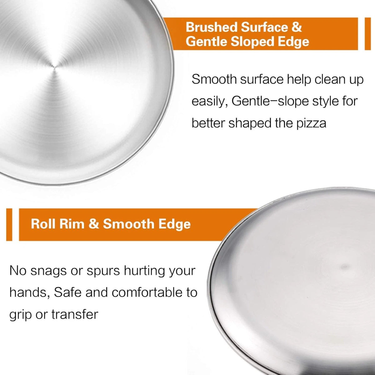 2pcs Pizza Plate Baking Sheet Serving Tray 30cm Stainless Steel Pizza Pan