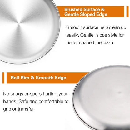 2pcs Pizza Plate Baking Sheet Serving Tray 30cm Stainless Steel Pizza Pan