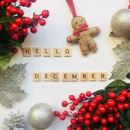 200x Alphabet Scrabble Tiles Letters Numbers Christmas Wooden Letters