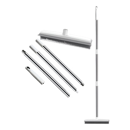 Pet Hair Fur Remover Rubber Broom Carpet Rake Squeegee Long Handle