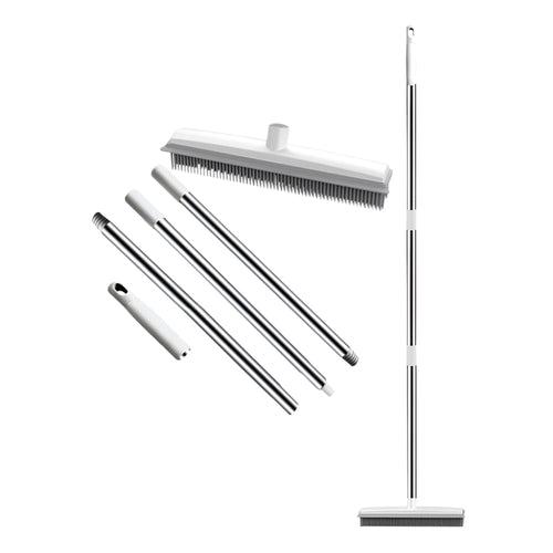 Pet Hair Fur Remover Rubber Broom Carpet Rake Squeegee Long Handle