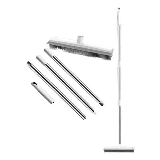 Pet Hair Fur Remover Rubber Broom Carpet Rake Squeegee Long Handle