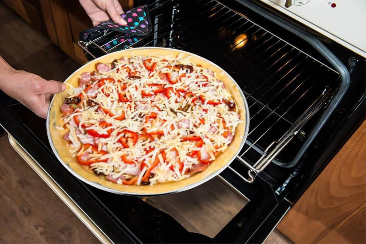 2pcs Pizza Plate Baking Sheet Serving Tray 30cm Stainless Steel Pizza Pan