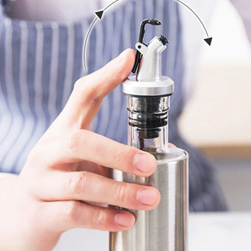 Stainless Steel Kitchen Bottle Spout Olive Vinegar Pourer Glass Oil Dispenser