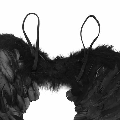 1x Large Black Angel Feather Wings Fairy Fancy Dress Halloween Children Adult
