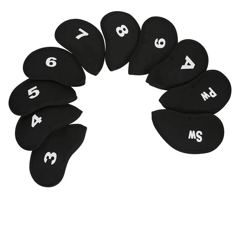 Neoprene Golf Club Iron Putter Head Protector Covers Black Set 10PCS