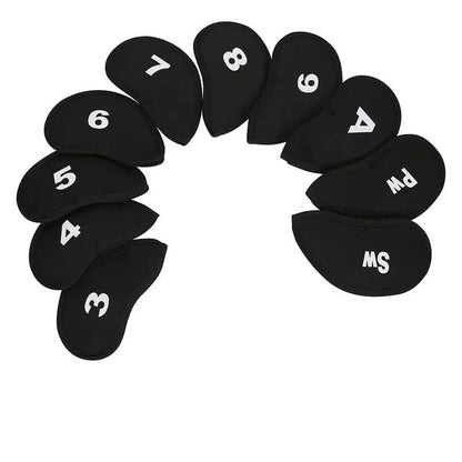 Neoprene Golf Club Iron Putter Head Protector Covers Black Set 10PCS