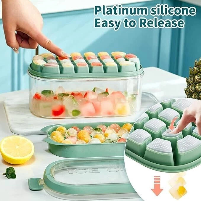 54 Grids Ice Cube Tray Scoop Set 4 in 1 Ice Cube Mould Storage Box Lid