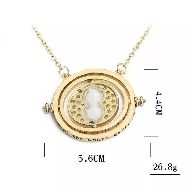 Gold Tone Hourglass Necklace Harry Potter Hermione Granger Pendant Time Turner