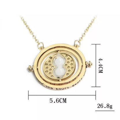Gold Tone Hourglass Necklace Harry Potter Hermione Granger Pendant Time Turner
