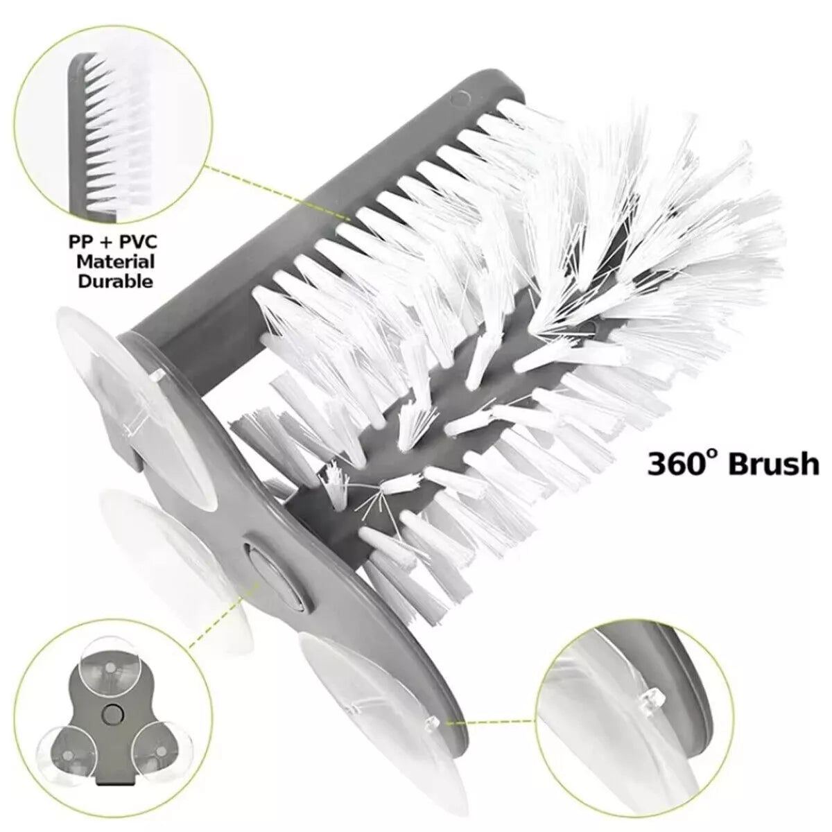 Glass Cup Brush Suction Cup Sink Water Bottle Cleaning Brush Kitchen Tool