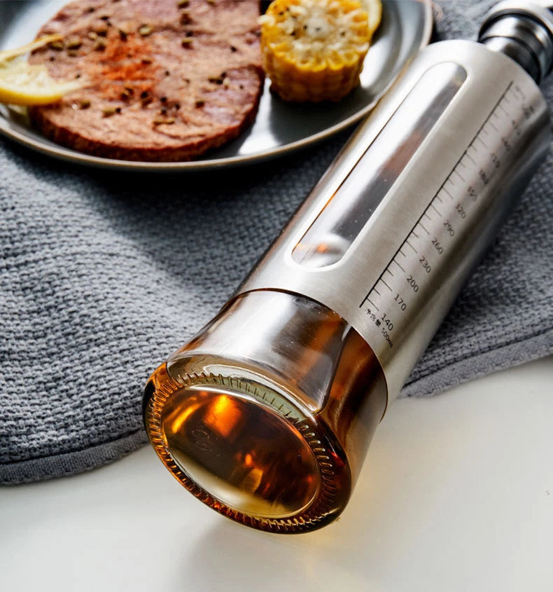 Stainless Steel Kitchen Bottle Spout Olive Vinegar Pourer Glass Oil Dispenser