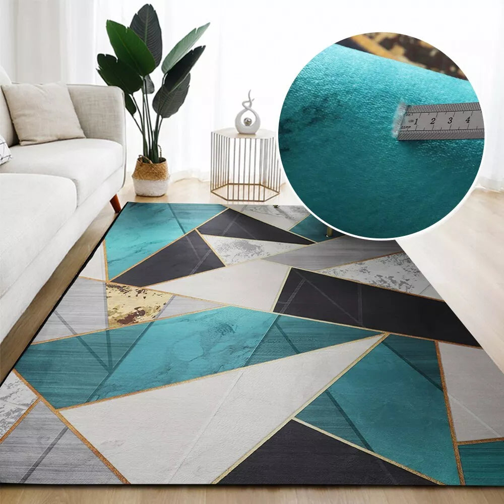 Large Soft Bedroom Living Room Carpet Anti-Slip Floor Mat Rug Modern Geometry 2
