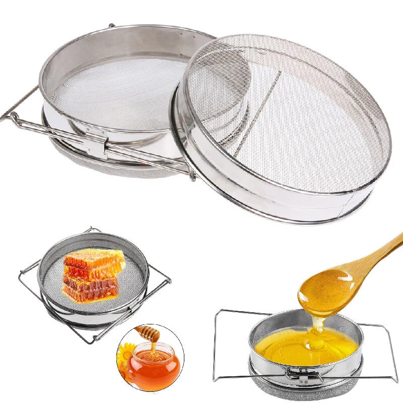 Stainless Steel Double Sieve Leaf Beekeeping Equipment Kit Honey Strainer Filter