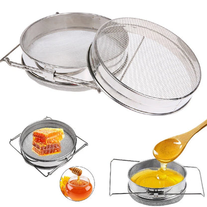 Stainless Steel Double Sieve Leaf Beekeeping Equipment Kit Honey Strainer Filter