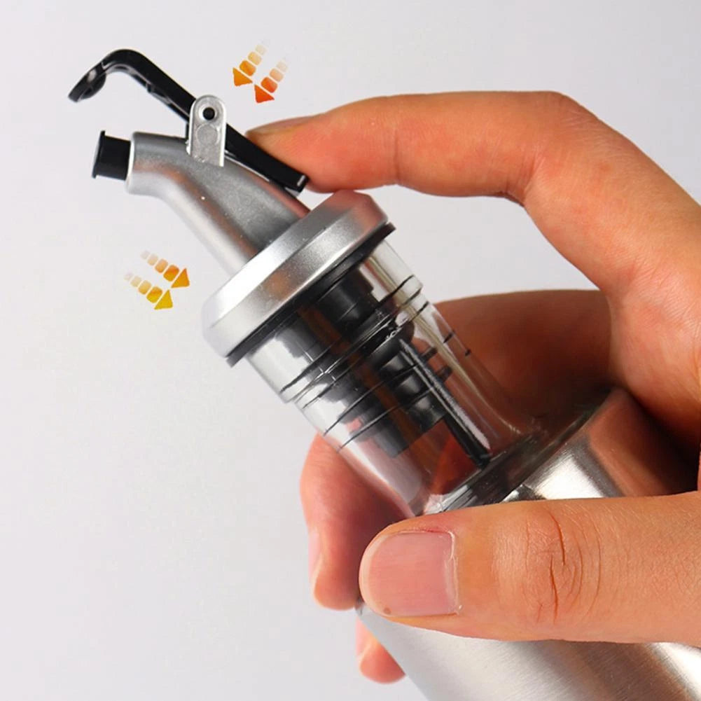 Stainless Steel Kitchen Bottle Spout Olive Vinegar Pourer Glass Oil Dispenser