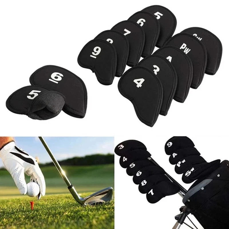 Neoprene Golf Club Iron Putter Head Protector Covers Black Set 10PCS