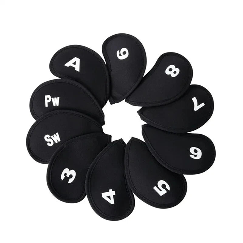 Neoprene Golf Club Iron Putter Head Protector Covers Black Set 10PCS