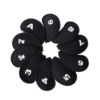 Neoprene Golf Club Iron Putter Head Protector Covers Black Set 10PCS