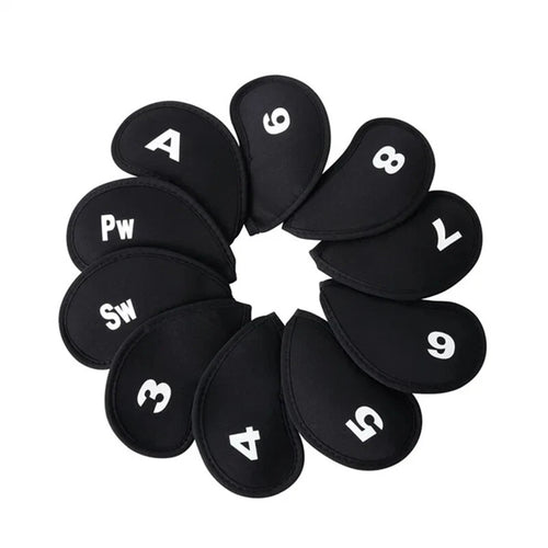Neoprene Golf Club Iron Putter Head Protector Covers Black Set 10PCS
