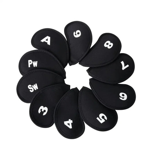 Neoprene Golf Club Iron Putter Head Protector Covers Black Set 10PCS