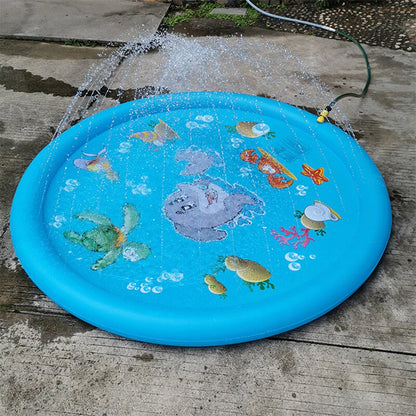 Inflatable Spray Pool Toy Kids Splash Sprinkler Water Play Pad Mat Dolphins